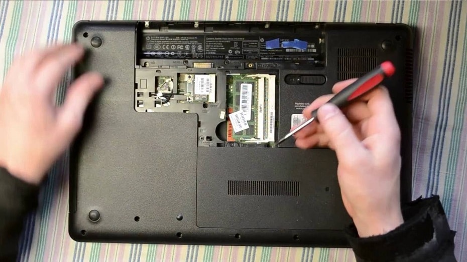 removing the underside of the laptop