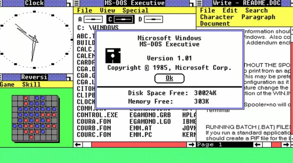 microsoft windows version 1.0